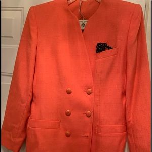 Coral double breasted long sleeve suit with lining